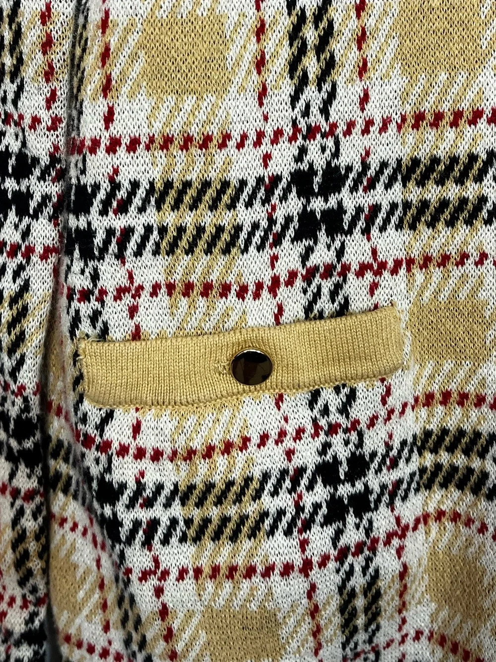 Hope & Henry Tan Organic Cotton Plaid Knit Dress with Bow Girl’s 6